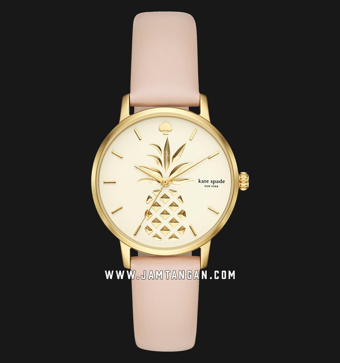 Kate Spade New York Metro KSW1443 Beige Dial Pink Leather Strap