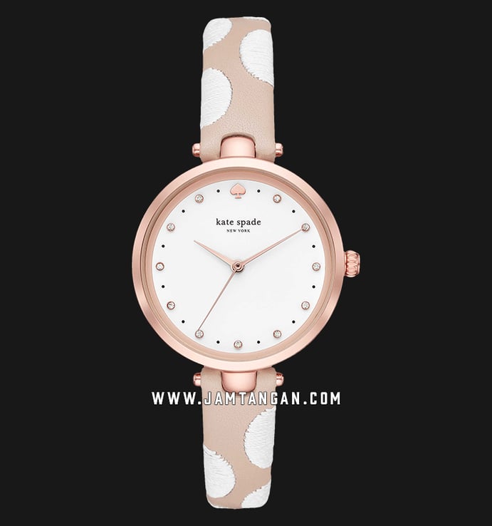 Kate Spade New York Holland KSW1450 White Dial Pink Leather Strap
