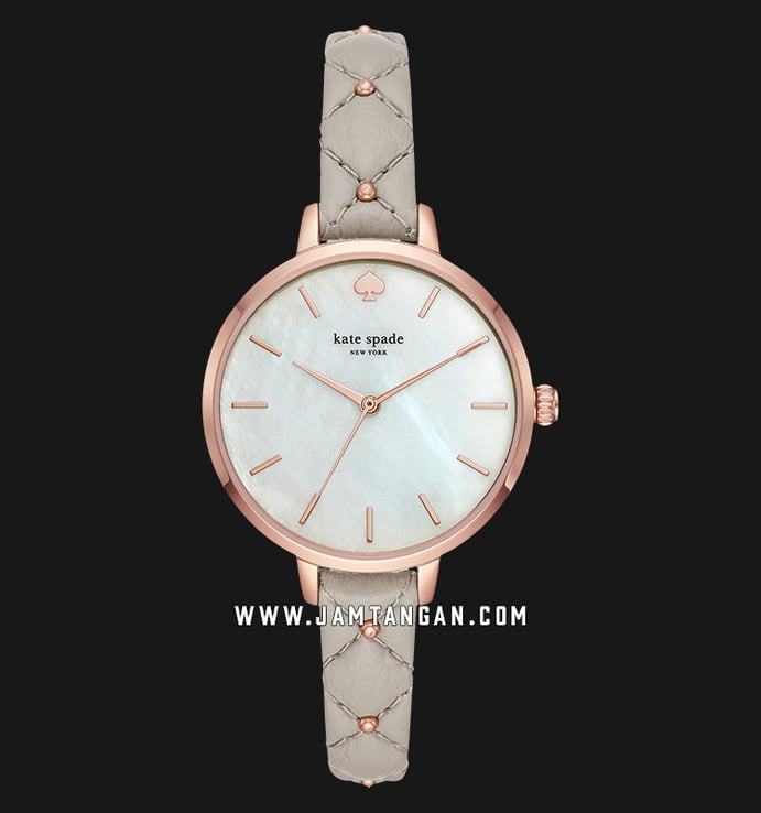 Kate Spade New York Metro KSW1470 Mother of Pearl Dial Grey Leather Strap