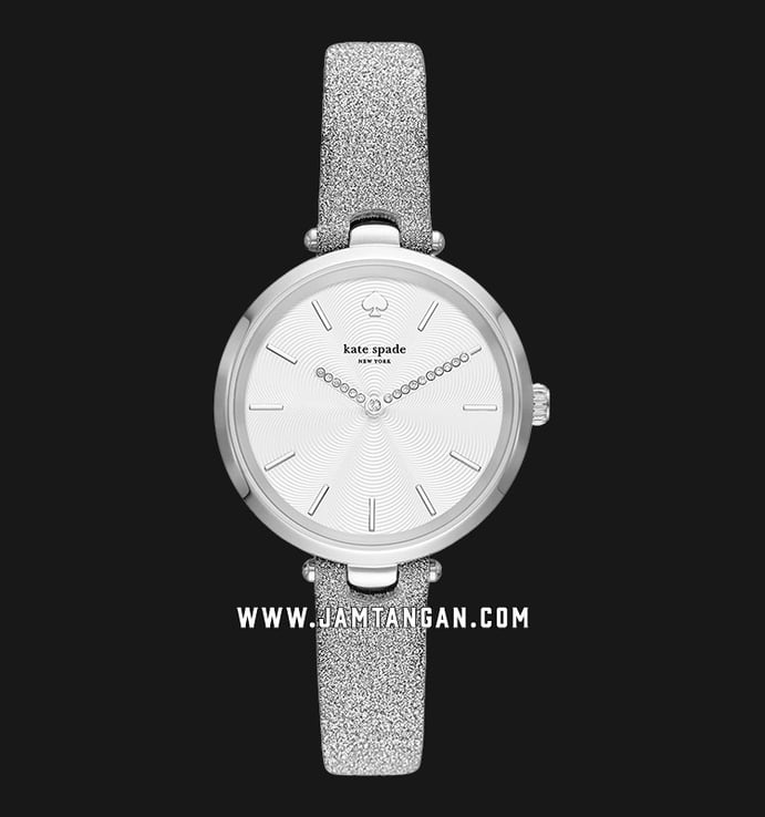 Kate Spade New York Holland KSW1475 White Dial Silver Glitter Leather Strap