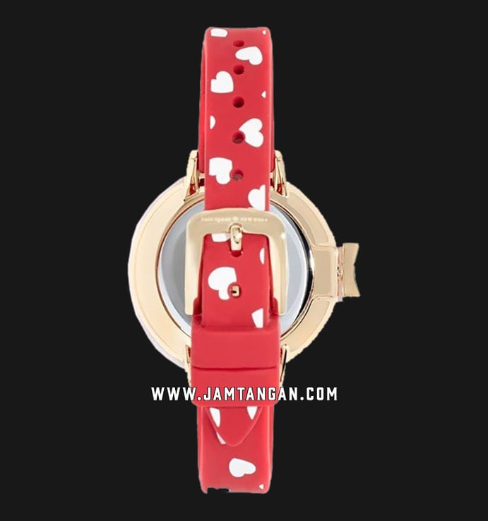 Kate Spade New York Park Row KSW1483 Ladies Red Sunray Dial Heart Motif Red Rubber Strap