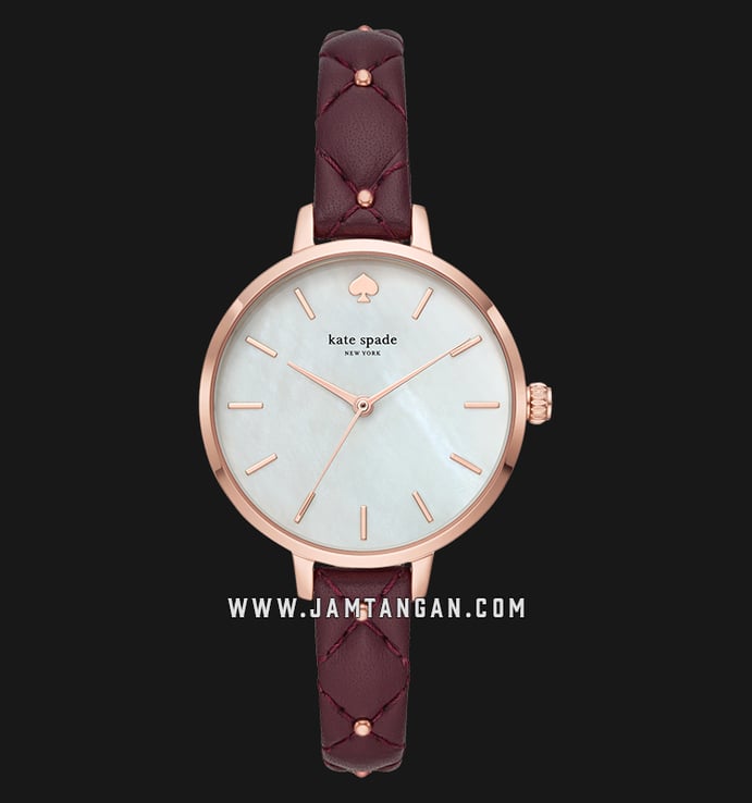 Kate Spade New York KSW1489 White Mother of Pearl Dial Brown Leather Strap