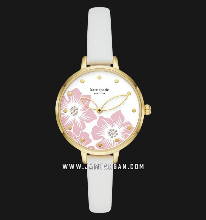 Kate Spade New York KSW1511 Floral Dial White Leather Strap