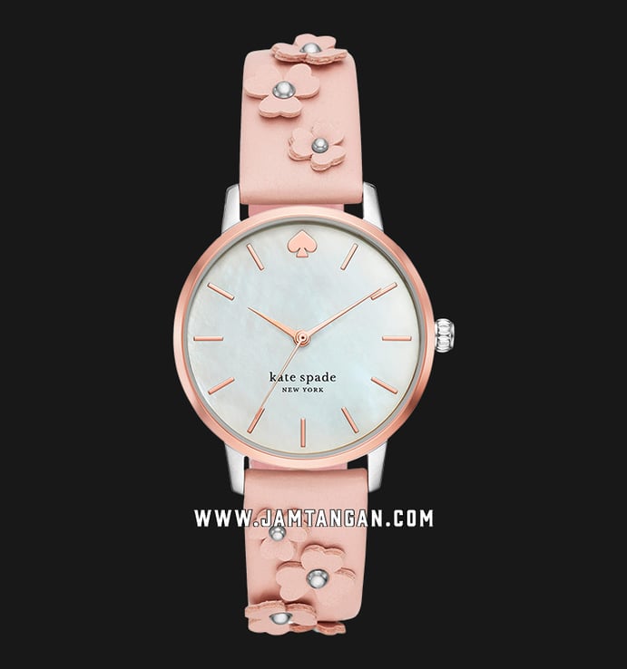 Kate Spade New York Metro Floral KSW1513  Mother of Pearl Dial Pink Floral Leather Strap