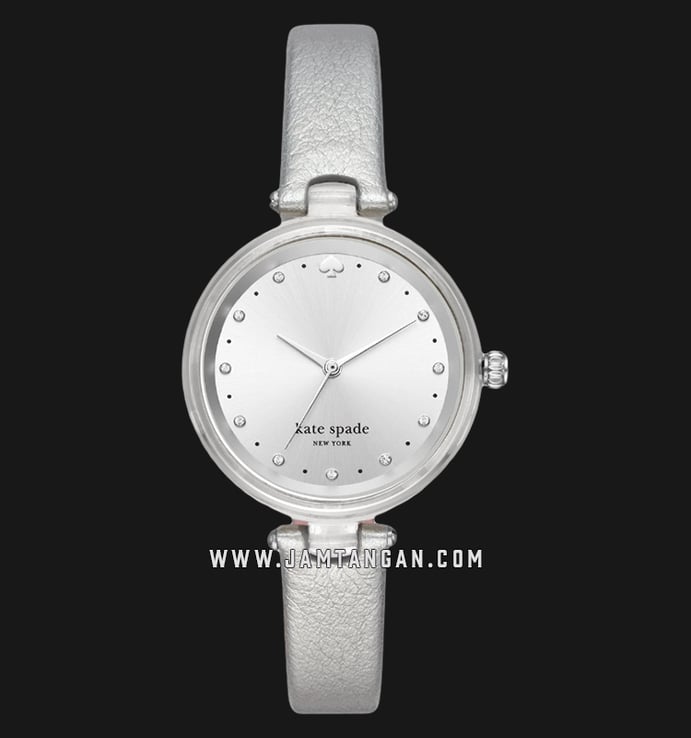 Kate Spade New York Holland KSW1516 Silver Sunray Dial Silver Leather Strap
