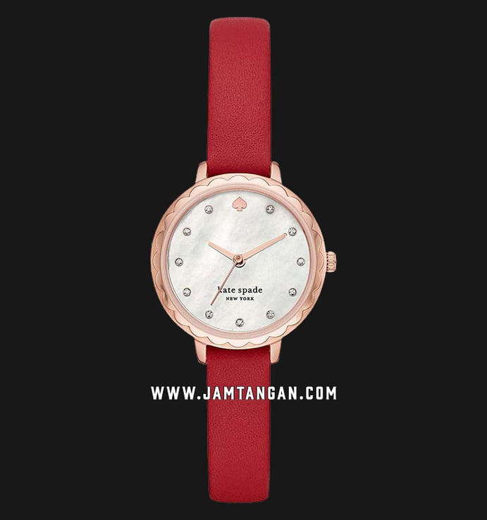 Kate Spade New York Morningside KSW1565 Ladies Mother of Pearl Dial Red Leather Strap