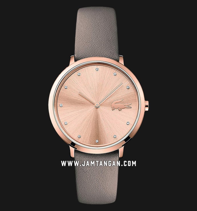 Lacoste Moon 2001039 Ladies Rose Gold Dial Grey Leather Strap