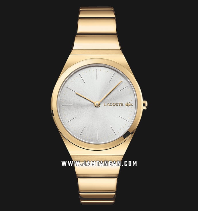 Lacoste Mia 2001056 Ladies Silver Dial Gold Stainless Steel Strap