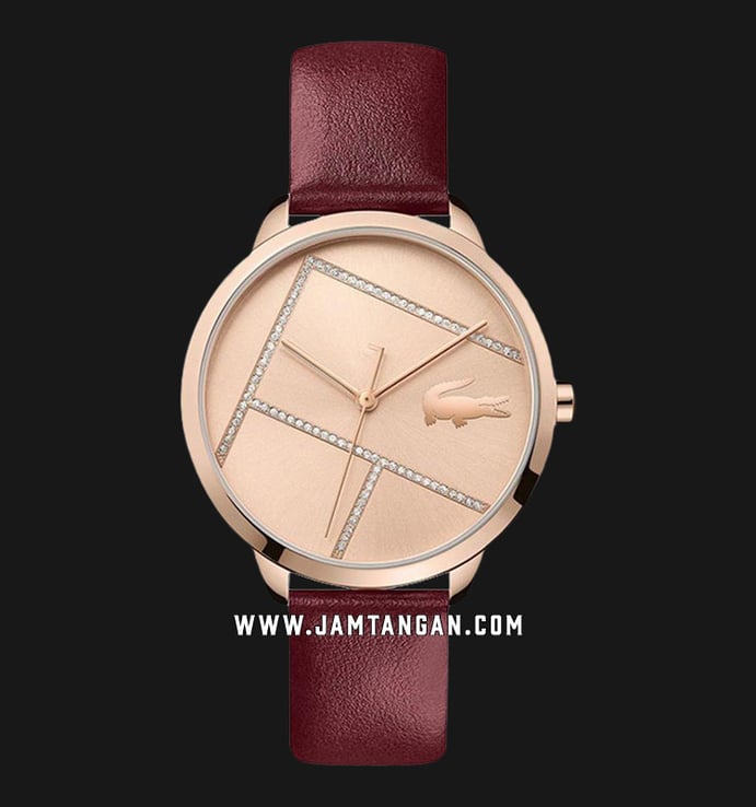 Lacoste Lexi 2001094 Rose Gold Dial Maroon Leather Strap