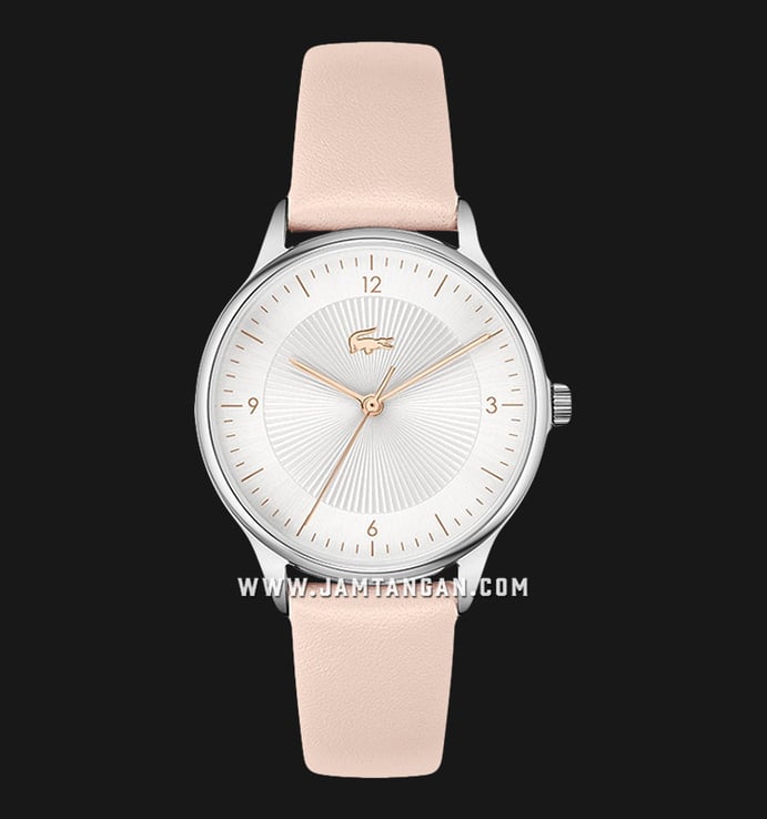 Lacoste Club 2001168 Silver Sunray Dial Light Pink Leather Strap