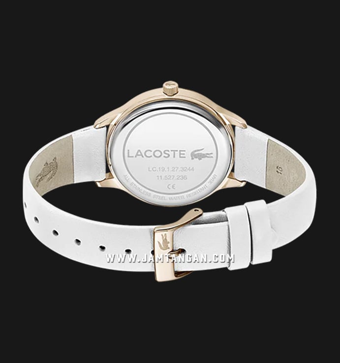 Lacoste Club 2001169 Silver Sunray Dial White Leather Strap