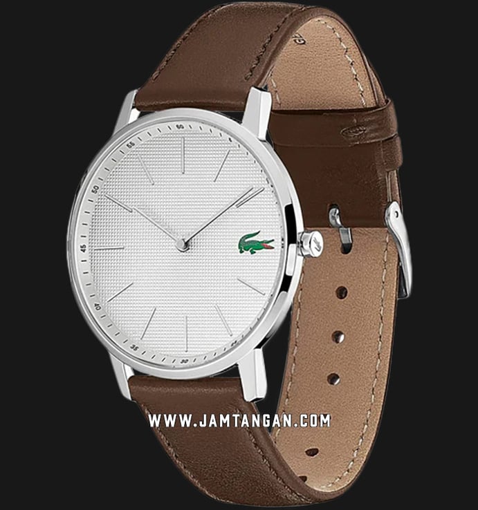 Lacoste Moon 2011002 Men White Dial Brown Leather Strap