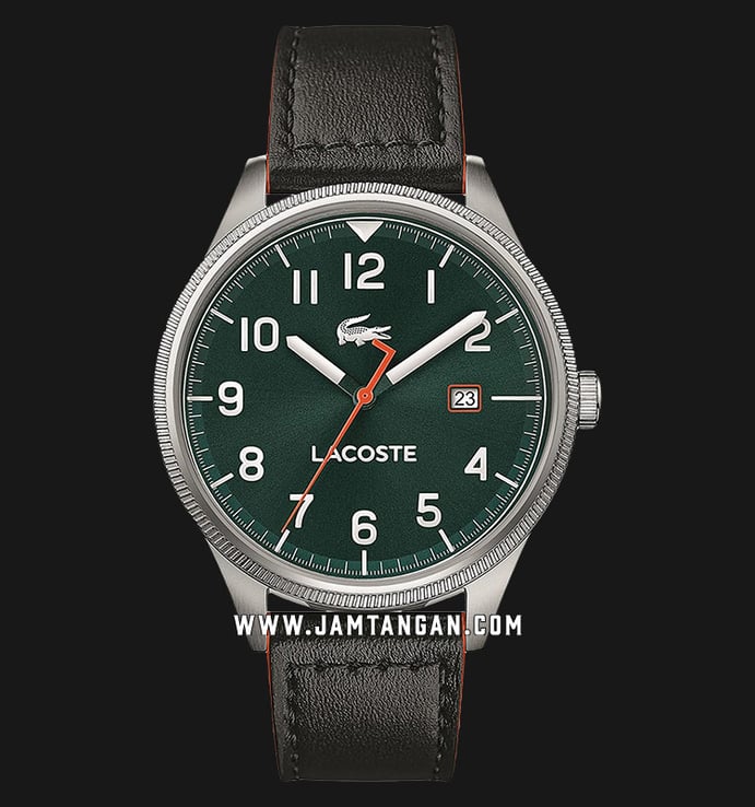 Lacoste Continental 2011019 Men Green Dial Black Leather Strap
