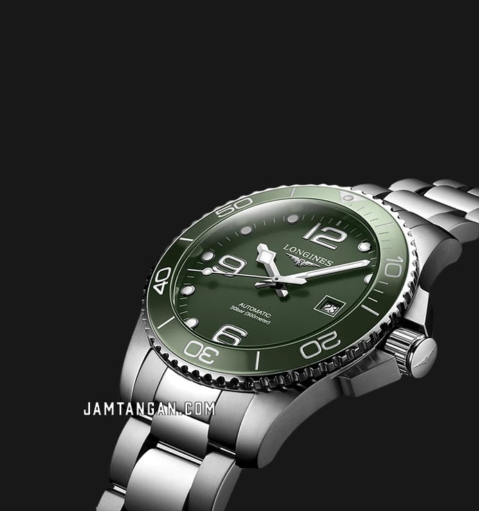 Longines HydroConquest L3.782.4.06.6 Automatic Green Matt Dial Stainless Steel Strap