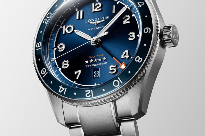 Longines Spirit Zulu Time L3.812.4.93.6 Automatic Sunray Blue Dial Stainless Steel Strap