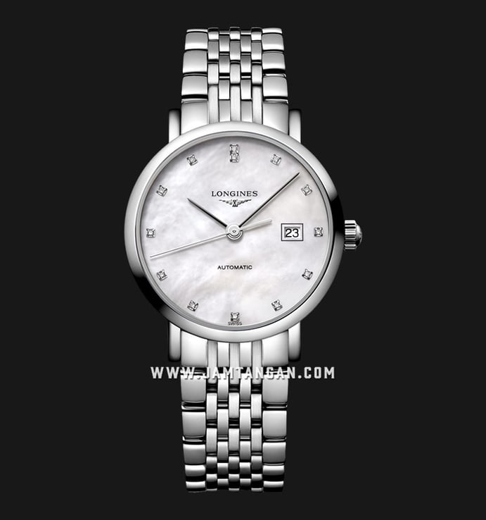 The Longines Elegant Collection L43104876 Automatic Diamond White MOP Dial Stainless Steel Strap