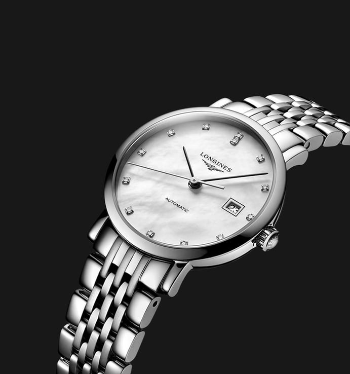 The Longines Elegant Collection L43104876 Automatic Diamond White MOP Dial Stainless Steel Strap