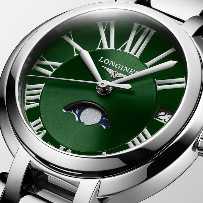 Longines Primaluna L81154616 Moonphase Green Dial Stainless Steel Strap