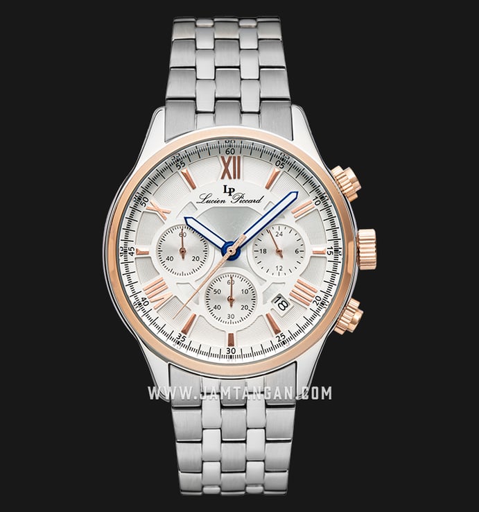 Lucien Piccard Lancaster LP-28013C-22S-RA-RB Chronograph Silver Dial Stainless Steel Strap