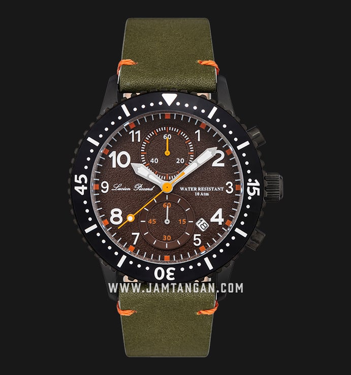 Lucien Piccard Mason LP-28015C-BB-024GRN Chronograph Brown Dial Green Olive Leather Strap