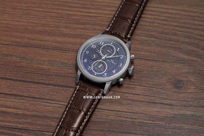 Lucien Piccard Holden LP-28017MF-03-BRW Chronograph Blue Dial Brown Leather Strap