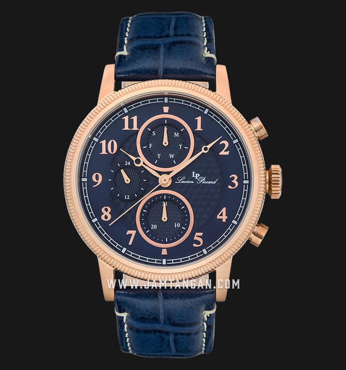 Lucien Piccard LP-28017MF-RG-03BLS Holden Chronograph Blue Dial Blue Leather Strap