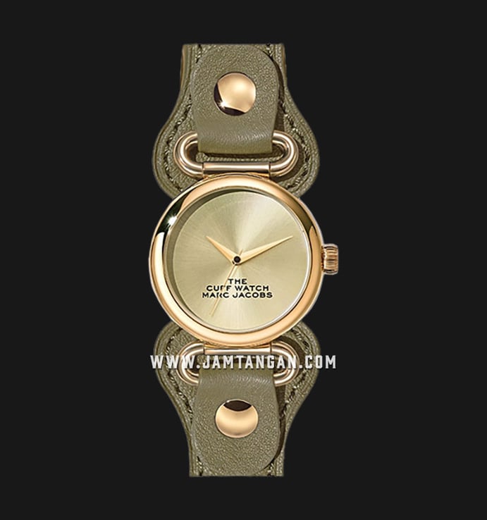 Marc Jacobs The Cuff Watch MJ0120179289 Ladies Champagne Dial Green Olive Leather Strap