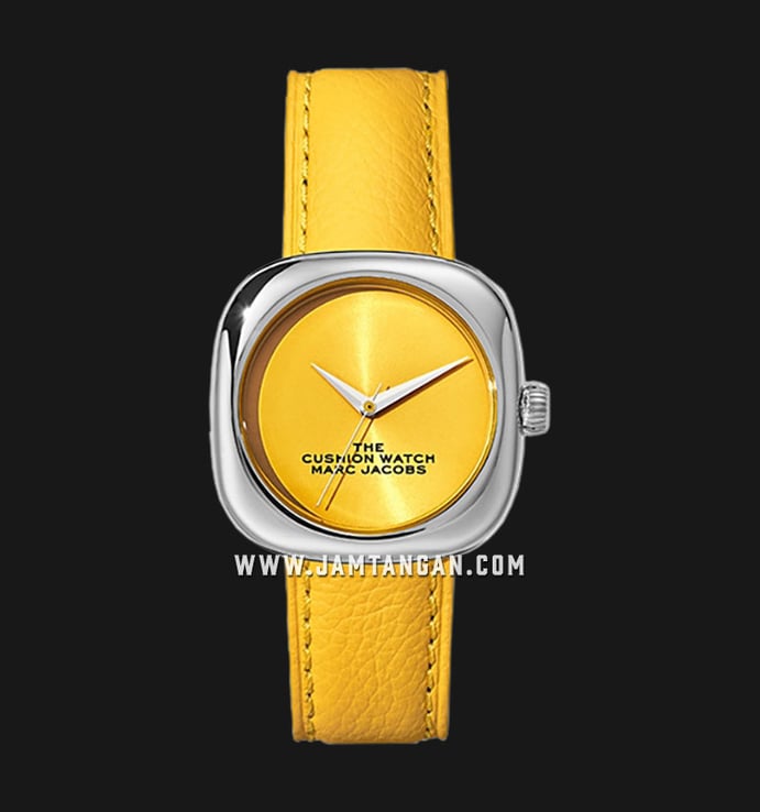 Marc Jacobs The Cushion Watch MJ0120179304 Ladies Yellow Dial Yellow Leather Strap