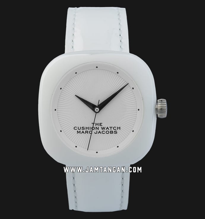 Marc Jacobs The Cushion Watch MJ0120184709 Ladies White Dial White Leather Strap 