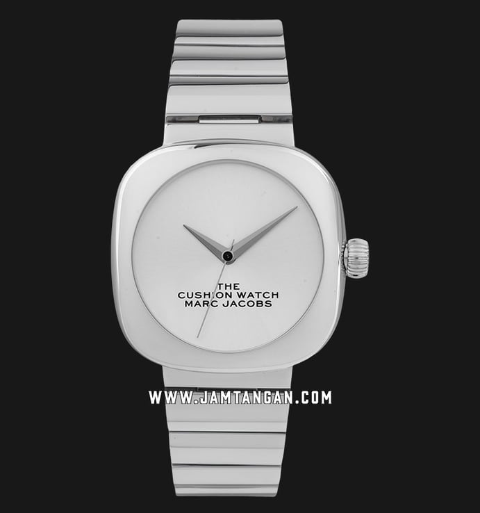 Marc Jacobs The Cushion Watch MJ0120184714 Ladies Silver Dial Stainless Steel Strap 