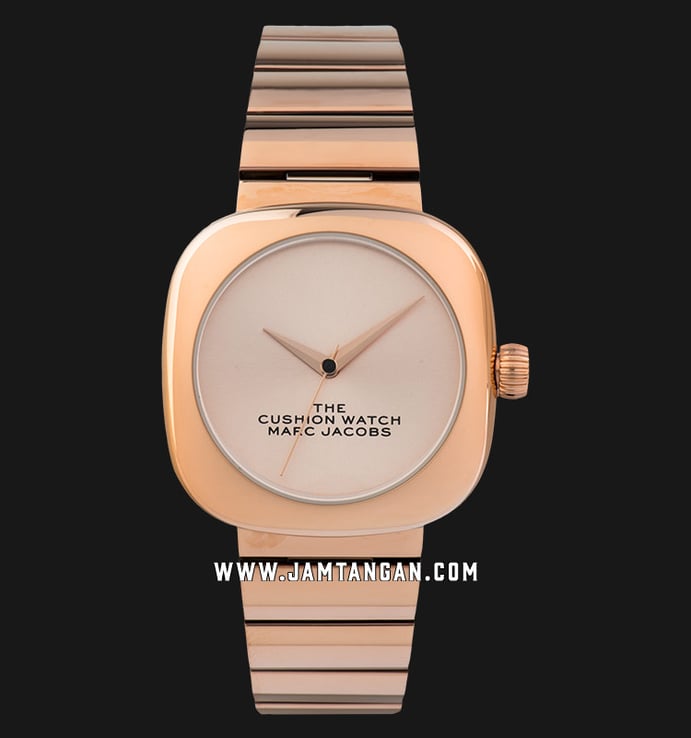Marc Jacobs The Cushion Watch MJ0120184716 Ladies Rose Gold Dial Rose Gold Stainless Steel Strap