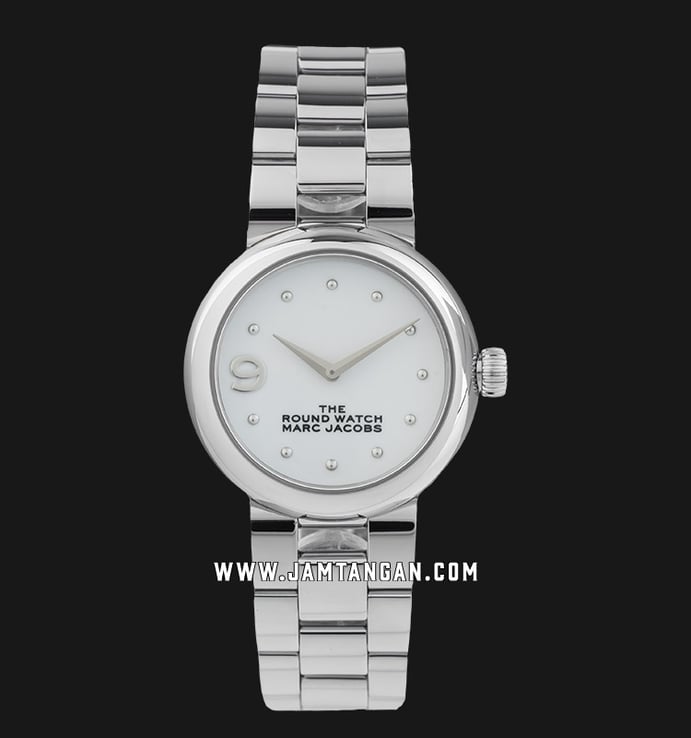 Marc Jacobs The Round Watch MJ0120184717 Ladies Silver Dial Stainless Steel Strap  