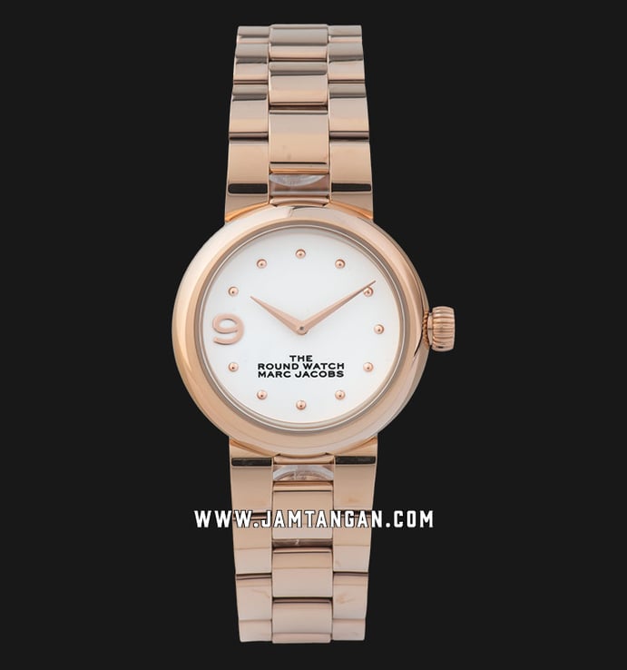 Marc Jacobs The Round Watch MJ0120184719 Ladies Silver Dial Rose Gold Stainless Steel Strap  