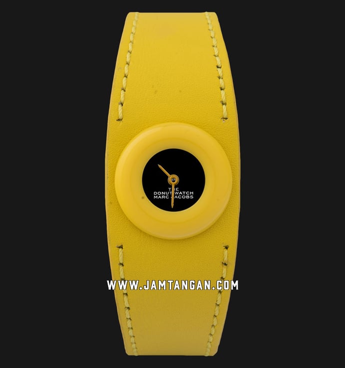 Marc Jacobs The Donut Watch MJ0120184723 Ladies Black Dial Yellow Leather Strap