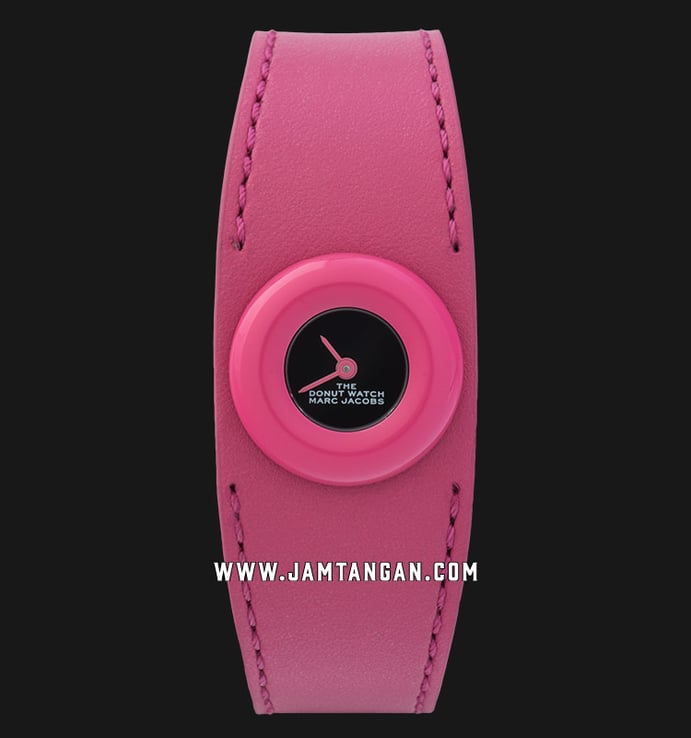 Marc Jacobs The Donut Watch MJ0120184725 Ladies Black Dial Pink Leather Strap