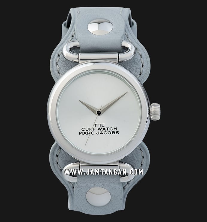 Marc Jacobs The Cuff Watch MJ0120184728 Ladies Silver Dial Grey Leather Strap