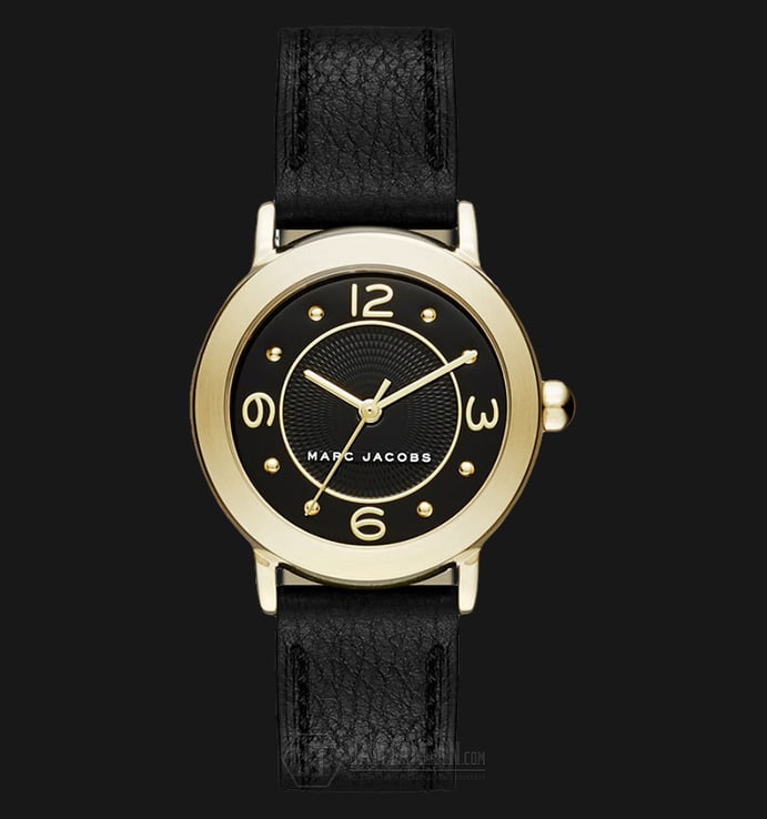 Marc Jacobs MJ1475 Riley Extension Black Dial Black Leather Strap Watch