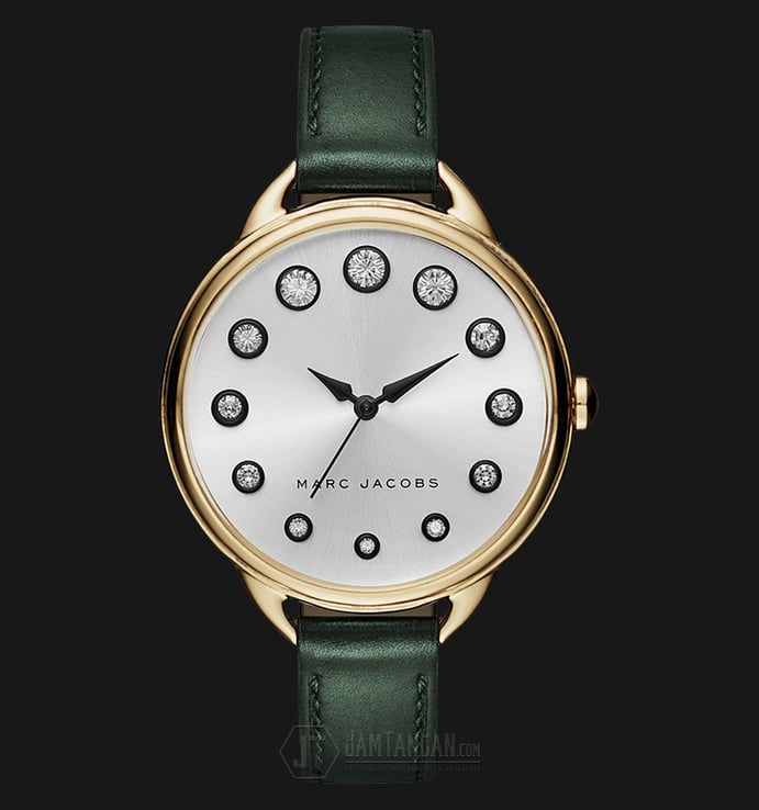 Marc Jacobs MJ1477 Betty Silver Dial Dark Green Leather Strap Watch