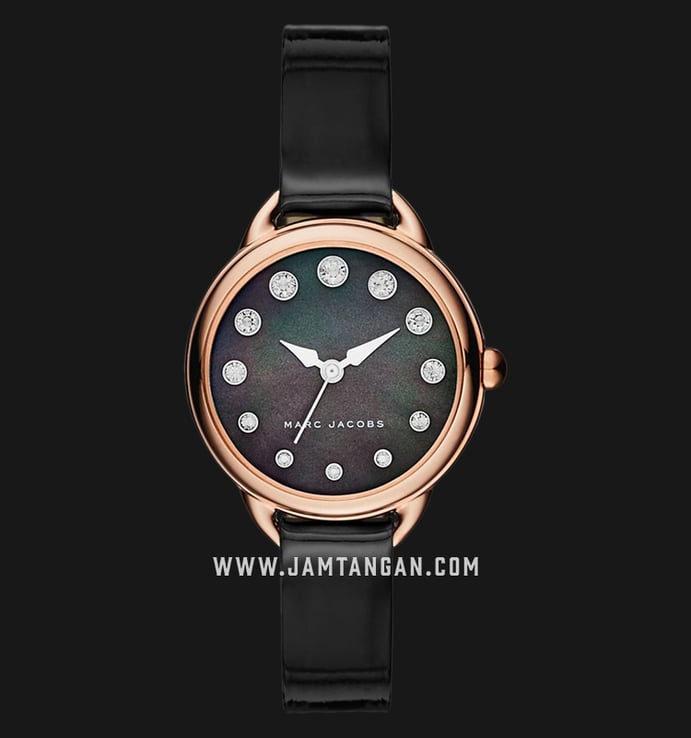 Marc Jacobs Betty MJ1513 Black Mother of Pearl Dial Black Leather Strap