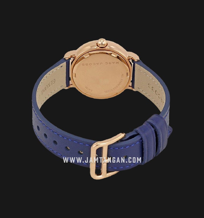 Marc Jacobs Riley MJ1577 Black Dial Navy Blue Leather Strap