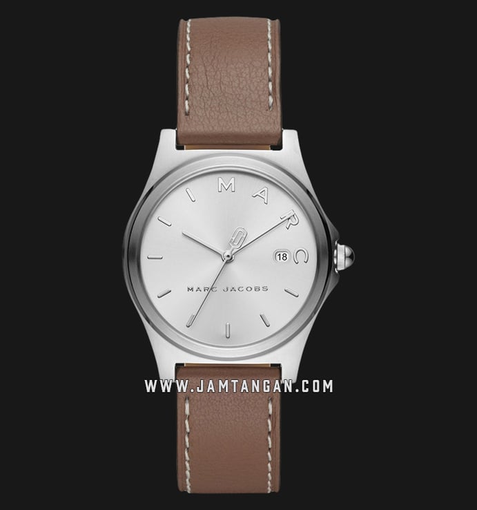 Marc Jacobs Henry MJ1642 Ladies Silver Dial Brown Leather Strap