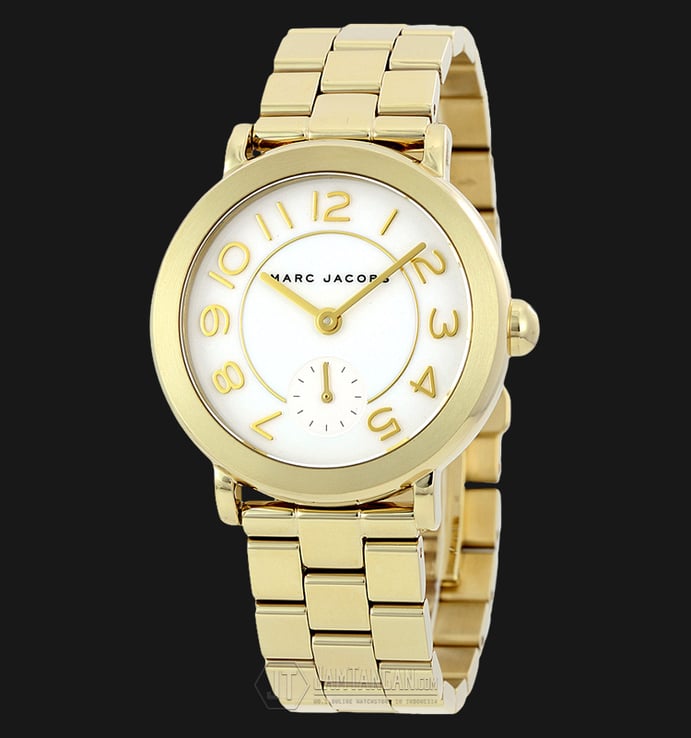 Marc Jacobs MJ3470 Riley White Dial Gold Tone Stainless Steel Watch