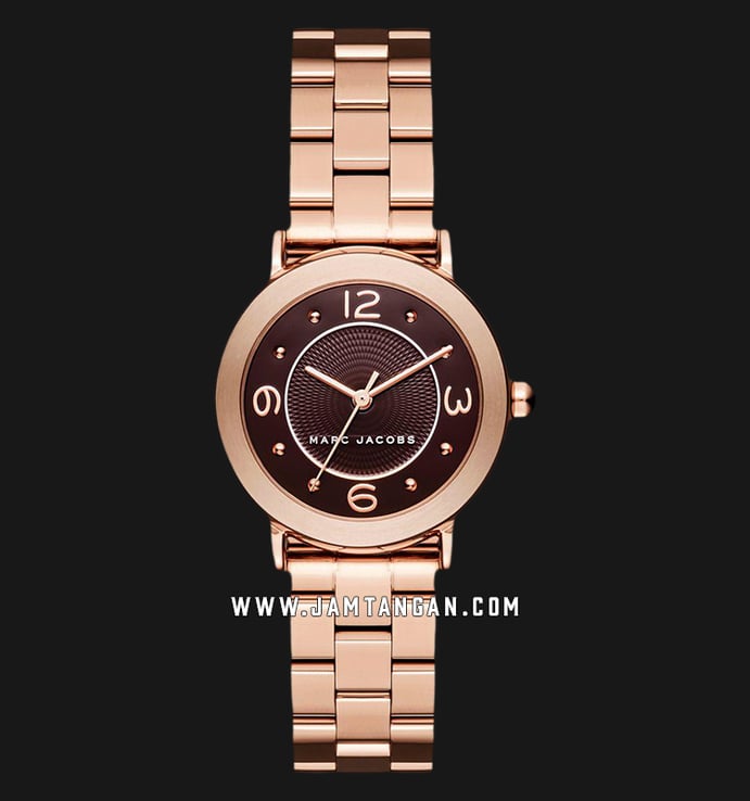 Marc Jacobs Riley MJ3492 Brown Pattern Dial Rose Gold Stainless Steel Strap