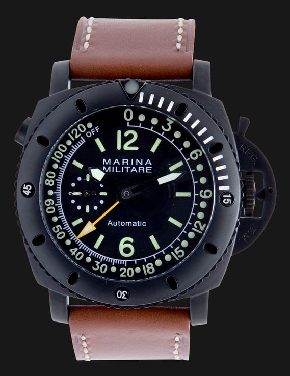 Marina Militare Luminous GMT Black Jam Tangan Pria Hitam