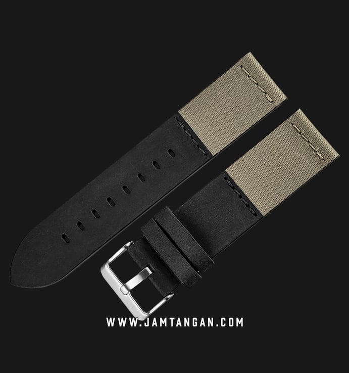 Strap Jam Tangan Martini Crazy Horse C116001-22X22 22mm Black Leather - Silver Buckle