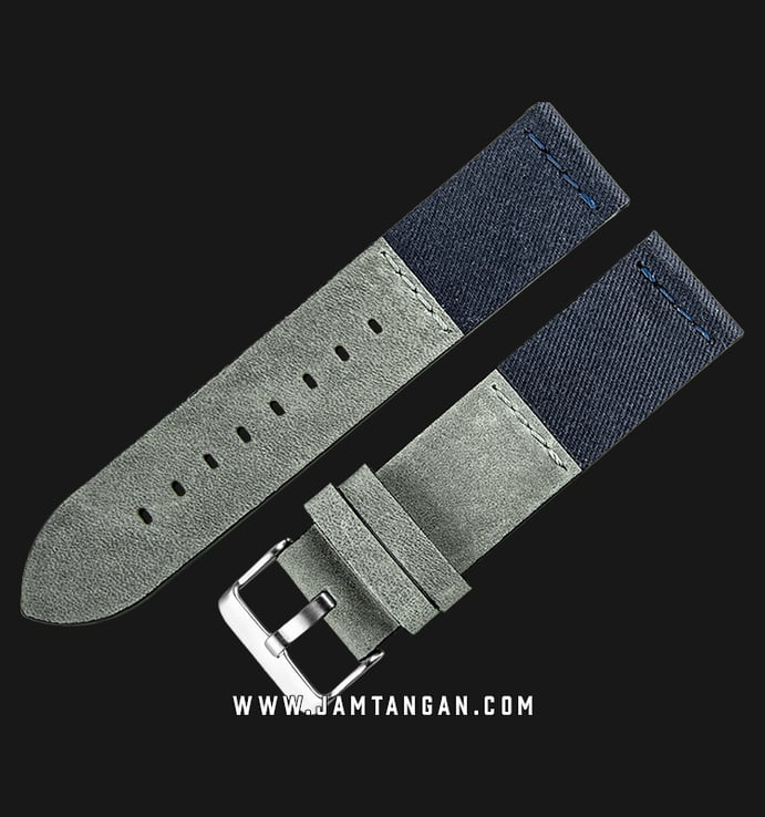 Strap Jam Tangan Leather Martini Crazy Horse C11609-22X22 Gray 22mm Silver Buckle