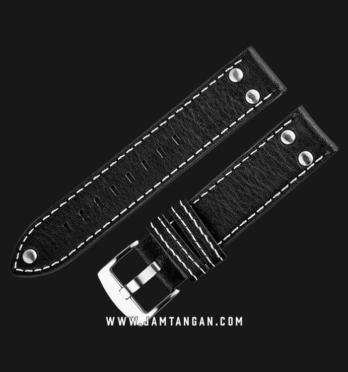 Strap Jam Tangan Leather Martini Massa C12501-20X20 Black 20mm Silver Buckle