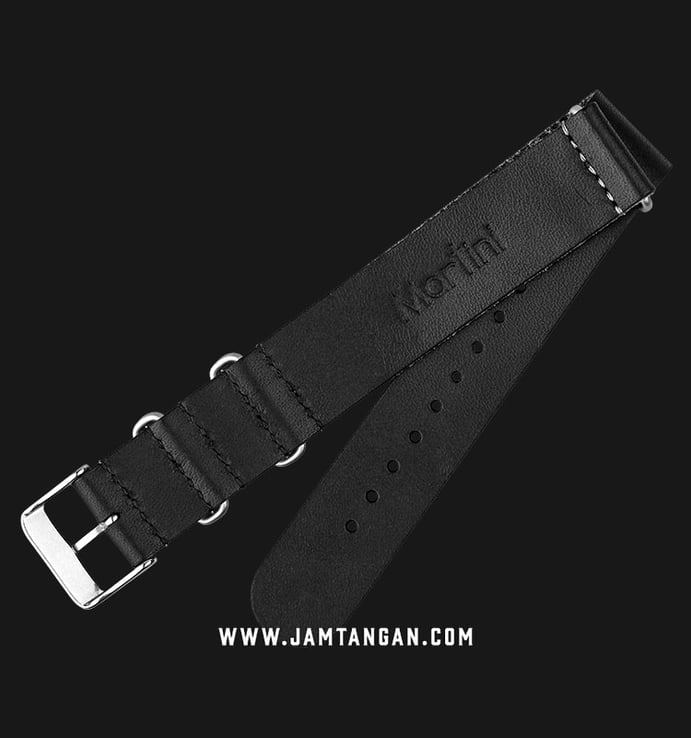 Strap Jam Tangan Leather Martini Latigo C13301_V2-20X20 Black 20mm Silver Buckle