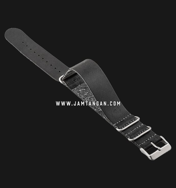 Strap Jam Tangan Leather Martini Latigo C13301_V2-22X22 Black 22mm Silver Buckle