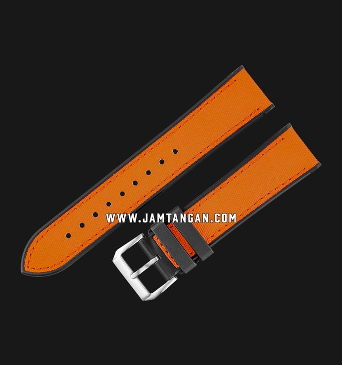 Strap Jam Tangan Fabric-Rubber Martini Cordura C14311-22X20 Orange-Black 22mm Silver Bckl